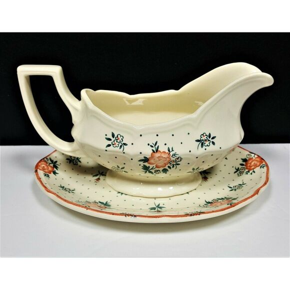 Johnson Bros Monticello Ironstone Gravy Boat w/ Det. Underplate England 1983 - Picture 4 of 8